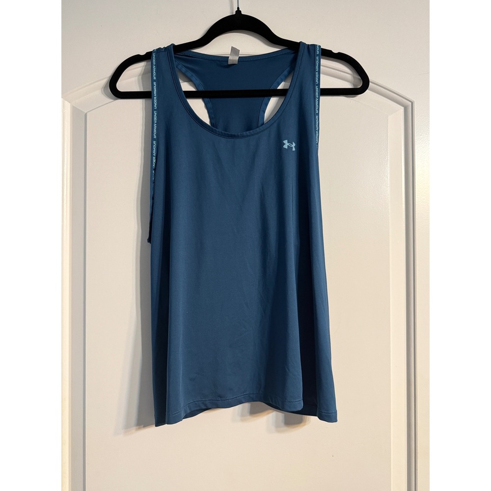 Under Armour Tank Top XL Teal Blue Racerback Loose Fit Gym Activewear Sporty